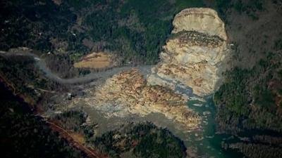 Aerial view of the mudslide