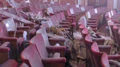 Collapsed ceiling in Apollo theatre