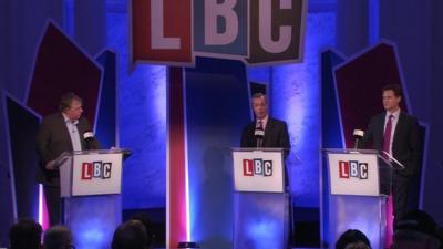 Nick Clagg and Nigel Farage debate human rights legislation