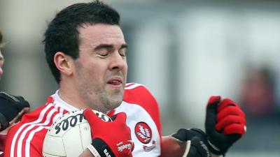 Cailean O'Boyle helped Derry book a semi-final place in Division 1 of the Football League as they defeated Kildare at Celtic Park