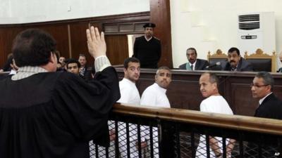 Al-Jazeera staff stand before judge in Egypt trial