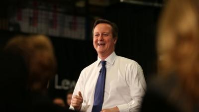 Prime Minister David Cameron takes part in a Q & A session with employees at the John Lewis store in Cheadle