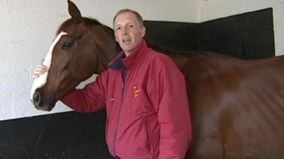 David Pipe with The Package, one of his runners at the 2014 Grand National