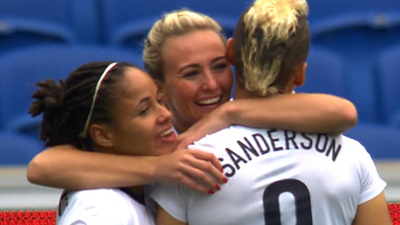 Watch highlights of England's 9-0 thrashing of Montenegro in their Women's World Cup qualifier.