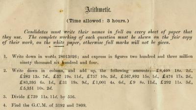 Maths exam, Bank of England, 1906