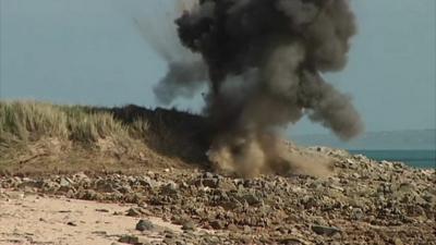 WW2 explosive detonated on Alderney beach