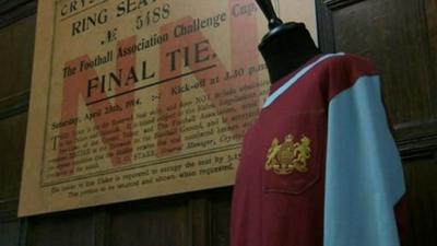 Burnley shirt and poster of 1914 FA Cup Final