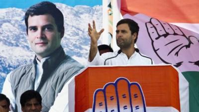 Rahul Gandhi speaking at election rally