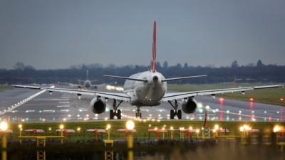 A plane on Gatwick Airport runway