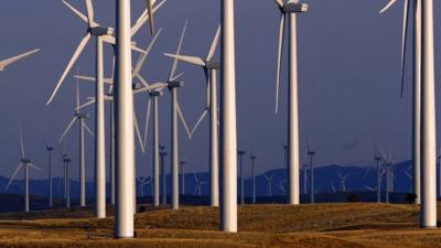 Wind turbine farm owned by PacifiCorp