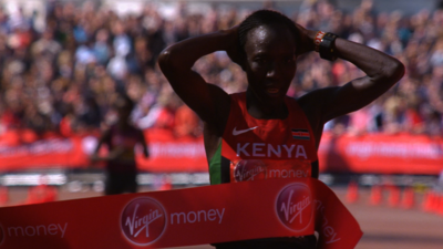 Edna Kiplagat wins the elite women's race at the 2014 London Marathon