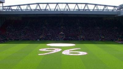 Pitch inside the stadium showing figure '96'