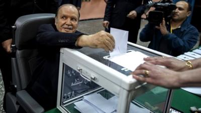 Algeria"s President Abdelaziz Bouteflika casts his vote
