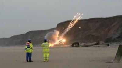 Ammunition blown up on East Yorkshire beach