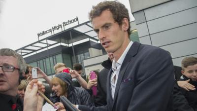 Andy Murray with some fans in Stirling