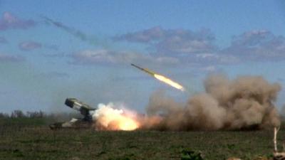 Russia's guns on military exercise