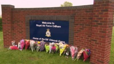 Flowers outside RAF Odiham