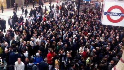 Queues outside Liverpool Street station