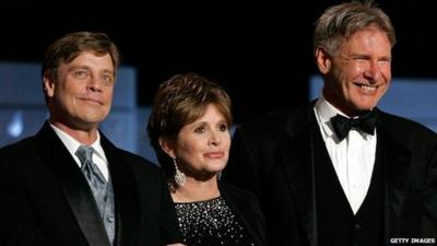 Mark Hamill, Carrie Fisher and Harrison Ford