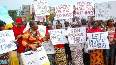 Politicians, women and mothers of abducted girls on protest march