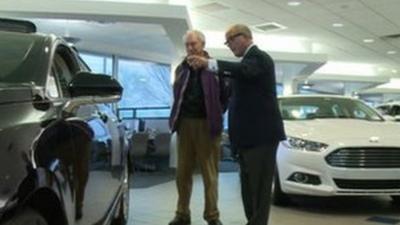 Cars for sale in a showroom