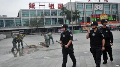 China SWAT team outside station