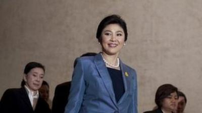 Thai Prime Minister, Yingluck Shinawatra, leaves the Constitutional Court