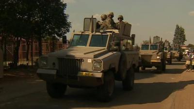 Armoured cars on street in South Africa