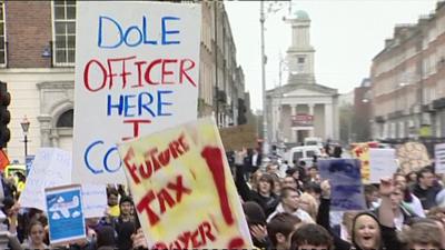 A demonstration in Ireland following the banking crash