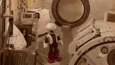 Kirobo floating aboard the space station