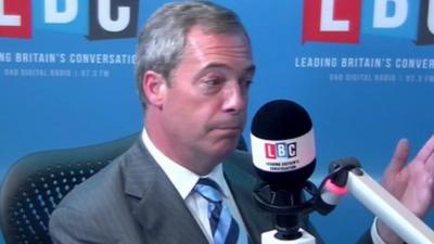 Nigel Farage in LBC radio studio