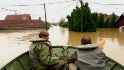 Rescuers in boat