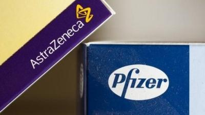 AstraZeneca and Pfizer logos