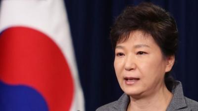 In this handout image provided by the South Korean Presidential Blue House, South Korean President Park Geun-Hye weeps during an address to the nation about the sunken ferry Sewo