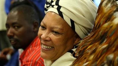 Lucia Owies at a forum for indigenous people at the United Nations