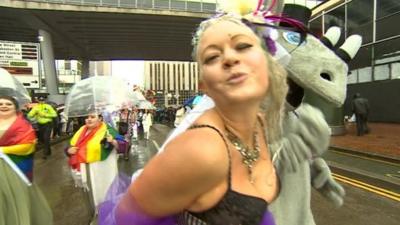 The annual lesbian, gay, bisexual and transgender festival began with a carnival procession from Victoria Square to Hurst Street.