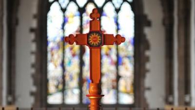 A cross in a church