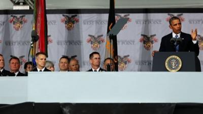 U.S. President Barack Obama gives the commencement address at the graduation ceremony at the U.S. Military Academy at West Point on May 28, 2014