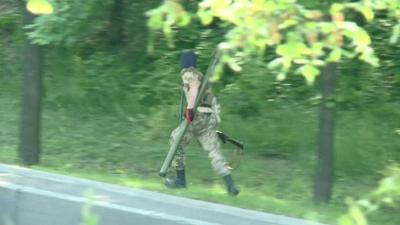 A rebel fighter in Donetsk, eastern Ukraine