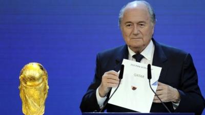 Sepp Blatter announcing Qatar as the hosts of the 2022 World Cup