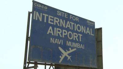 Mumbai airport site sign