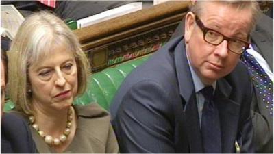 Home Secretary Theresa May and Education Secretary Michael Gove in the Commons