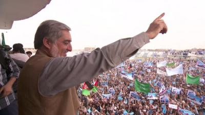 Leading candidate Abdullah Abdullah at a rally