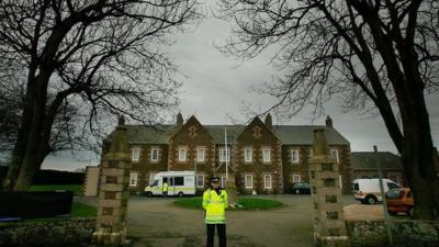 Police outside children's home Haut de la Garenne in Jersey