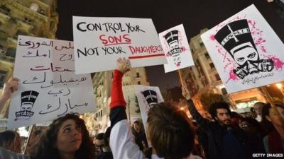 People protesting against sexual assault.