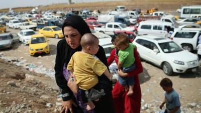 Iraqi refugees in a displacement camp