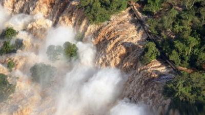 Aerial shot of Iguazu Falls