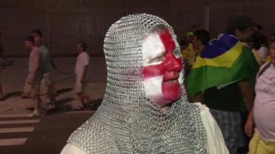 England fan dressed as knight