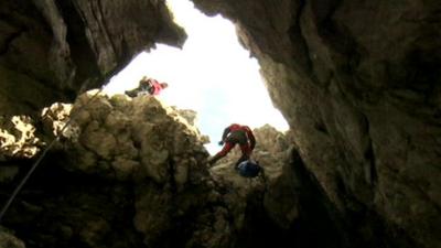 View from inside mountain