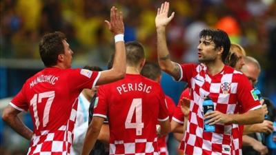 Mario Madzukic celebrates after scoring against Cameroon